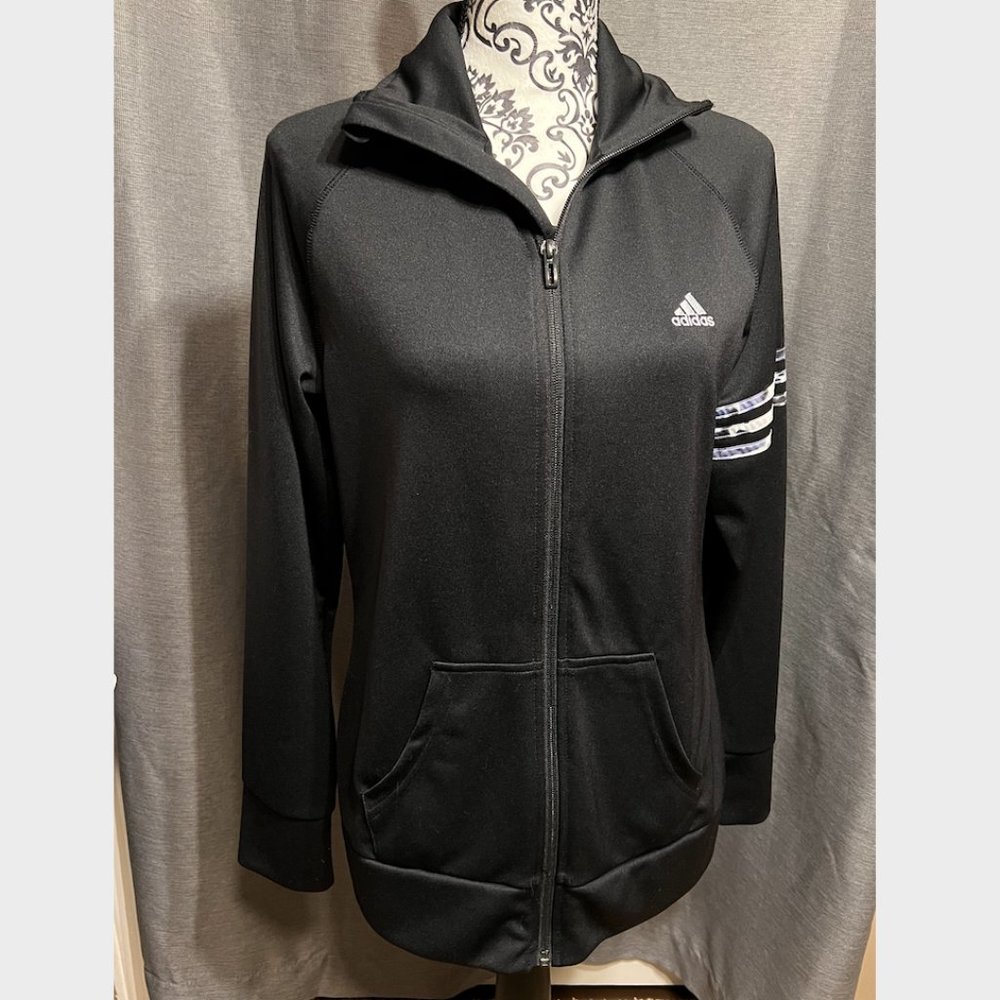 Womens Adidas Climalite full zip 3 stripes jacket (med)